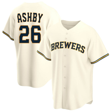 Aaron Ashby Youth Replica Milwaukee Brewers Cream Home Jersey