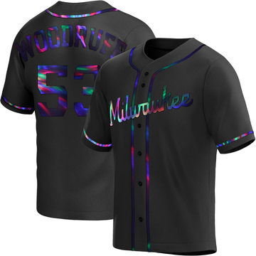 Brandon Woodruff Youth Replica Milwaukee Brewers Black Holographic Alternate Jersey