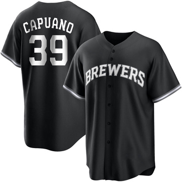 Chris Capuano Youth Replica Milwaukee Brewers Black/White Jersey