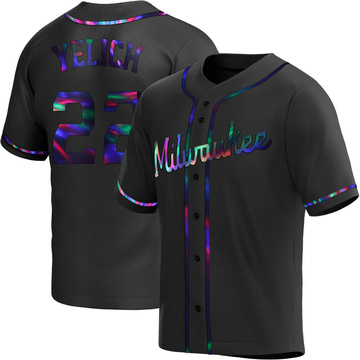 Christian Yelich Youth Replica Milwaukee Brewers Black Holographic Alternate Jersey