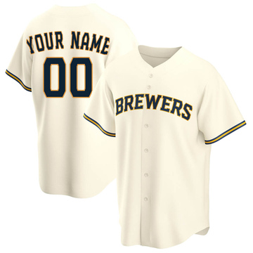 Custom Youth Replica Milwaukee Brewers Cream Home Jersey