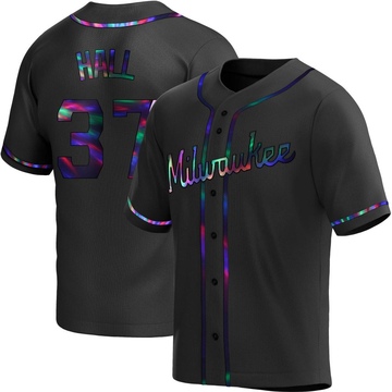 DL Hall Youth Replica Milwaukee Brewers Black Holographic Alternate Jersey