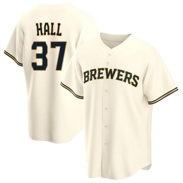 DL Hall Youth Replica Milwaukee Brewers Cream Home Jersey