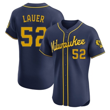 Eric Lauer Men's Elite Milwaukee Brewers Navy Alternate Jersey