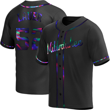 Eric Lauer Youth Replica Milwaukee Brewers Black Holographic Alternate Jersey