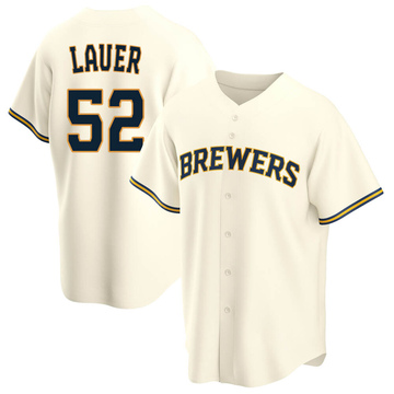 Eric Lauer Youth Replica Milwaukee Brewers Cream Home Jersey