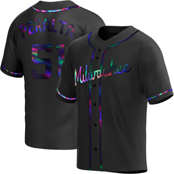 Freddy Peralta Youth Replica Milwaukee Brewers Black Holographic Alternate Jersey