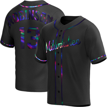 Glenn Robinson Youth Replica Milwaukee Brewers Black Holographic Alternate Jersey