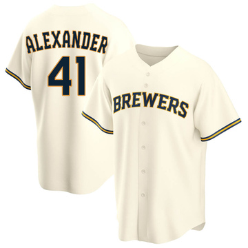 Jason Alexander Youth Replica Milwaukee Brewers Cream Home Jersey