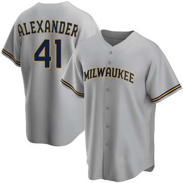 Jason Alexander Youth Replica Milwaukee Brewers Gray Road Jersey