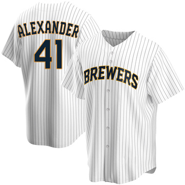 Jason Alexander Youth Replica Milwaukee Brewers White Home Jersey