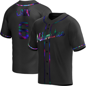Lorenzo Cain Youth Replica Milwaukee Brewers Black Holographic Alternate Jersey