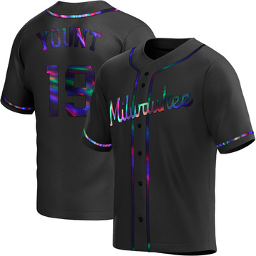 Robin Yount Youth Replica Milwaukee Brewers Black Holographic Alternate Jersey